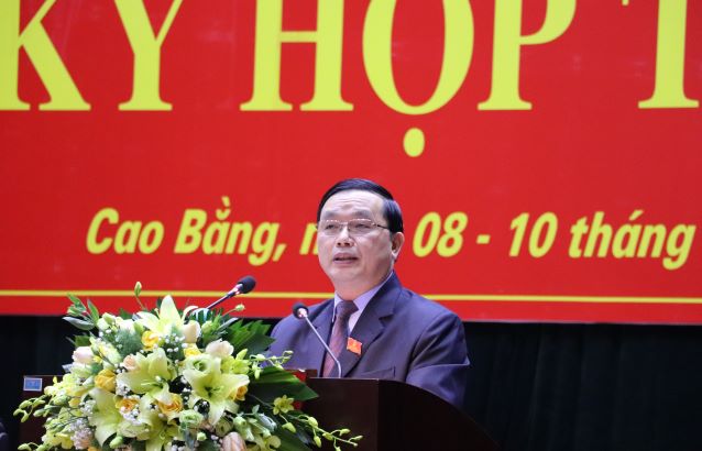 Phó Bí thư Thường trực Tỉnh ủy, Chủ tịch HĐND tỉnh Triệu Đình Lê phát biểu khai mạc kỳ họp