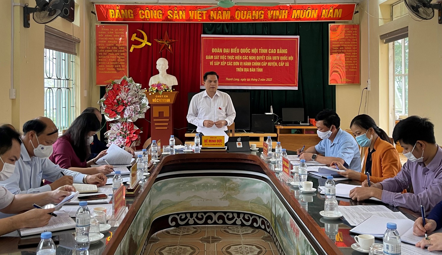 Phó trưởng đoàn chuyên trách Đoàn đại biểu Quốc hội tỉnh Bế Minh Đức phát biểu kết luận buổi giám sát.