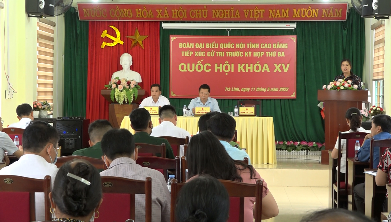 Đoàn ĐBQH tỉnh tiếp xúc cử tri thị trấn Trà Lĩnh, huyện Trùng Khánh trước Kỳ họp thứ 3, Quốc hội khóa XV.