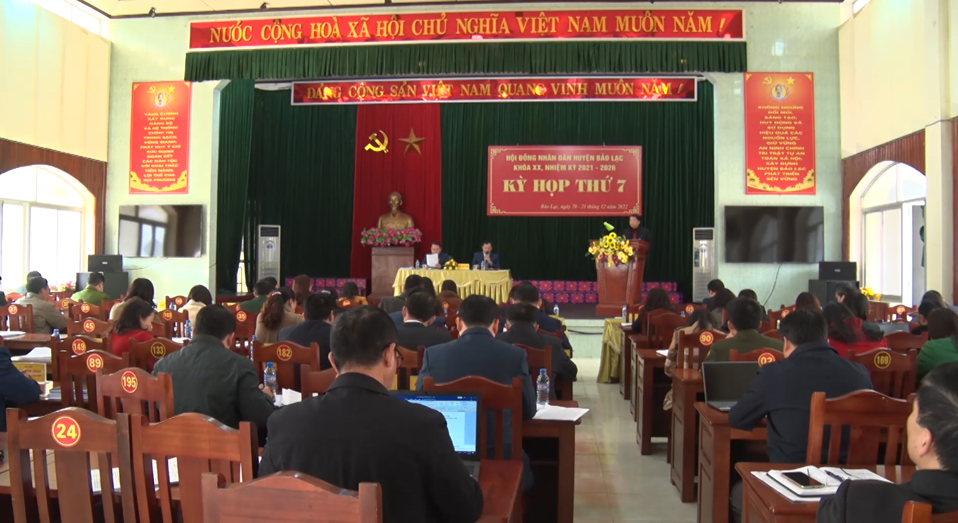 Quang cảnh Kỳ họp thứ 7 HĐND huyện Bảo Lạc khóa XX, nhiệm kỳ 2021 - 2026