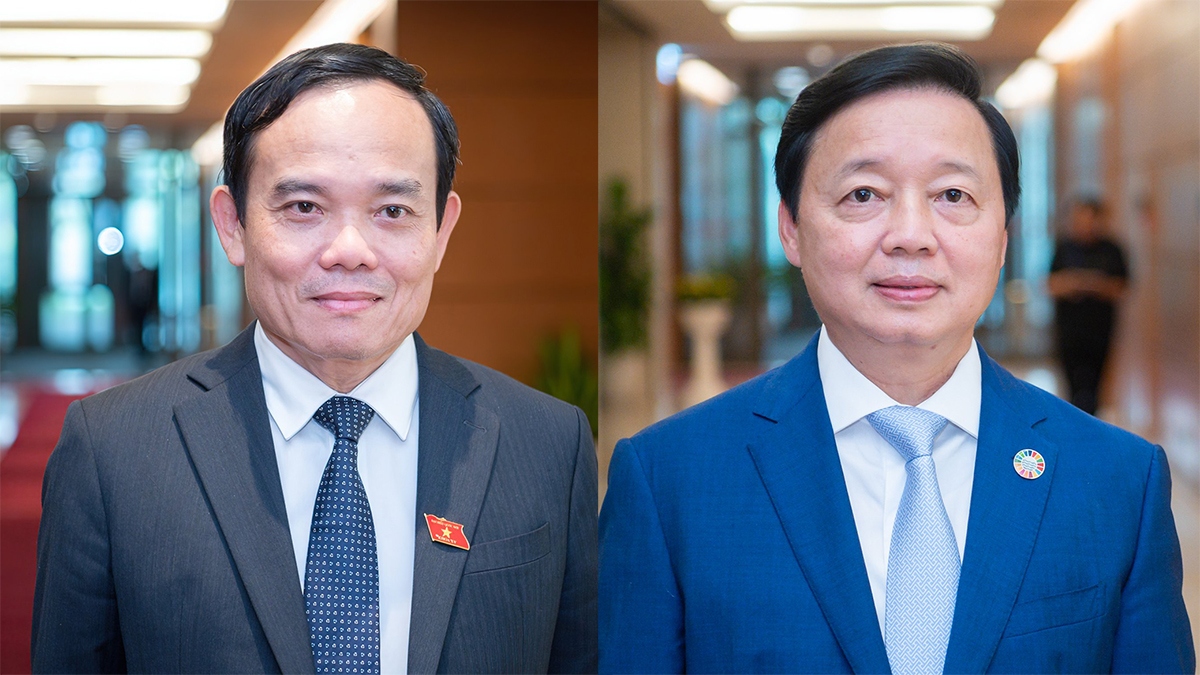 Hai tân Phó Thủ tướng Chính phủ Trần Lưu Quang (trái) và Trần Hồng Hà