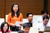 Đại biểu Quốc hội tỉnh Đoàn Thị Lê An phát biểu thảo luận tại hội trường về Dự thảo Luật Phòng thủ dân sự.