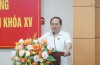 Đồng chí Quản Minh Cường, Bí thư Tỉnh ủy, Trưởng Đoàn ĐBQH tỉnh phát biểu tại hội nghị