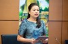 Đại biểu Đoàn Thị Lê An, Tỉnh ủy viên, Phó Chủ tịch Ủy ban Mặt trận Tổ quốc tỉnh, Chủ tịch Hội Liên hiệp Phụ nữ tỉnh phát biểu