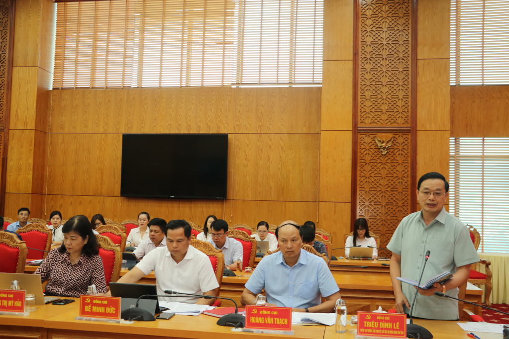 Đồng chí Triệu Đình Lê, Phó Bí thư Thường trực Tỉnh ủy, Chủ tịch HĐND tỉnh cho ý kiến về vướng mắc trong thực hiện Luật Đất đai.