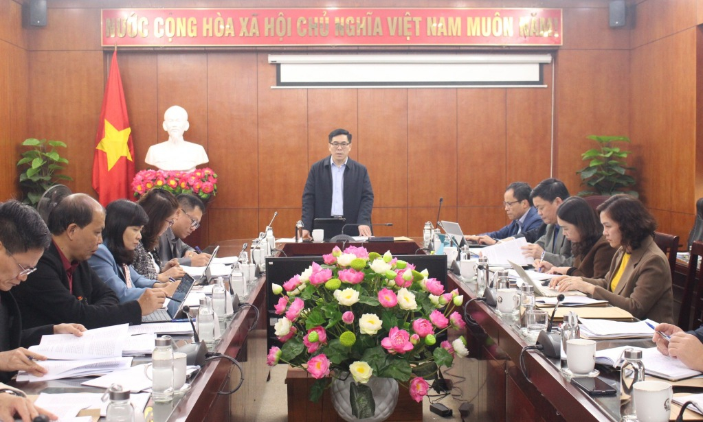 Trưởng Ban Văn hóa - Xã hội HĐND tỉnh Nông Hải Lưu phát biểu tại buổi thẩm tra