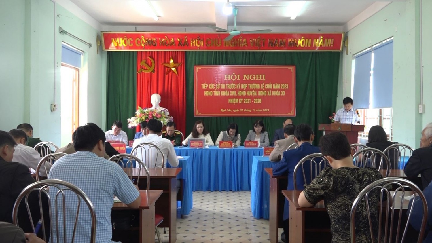Đại biểu HĐND tỉnh, đại biểu HĐND huyện Hòa An tiếp xúc cử tri xã Ngũ Lão