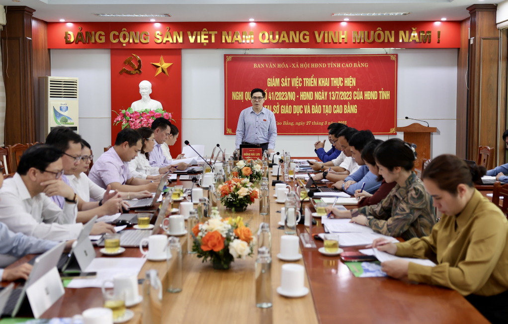 Trưởng Ban Văn hóa - Xã hội HĐND tỉnh Nông Hải Lưu phát biểu tại buổi giám sát