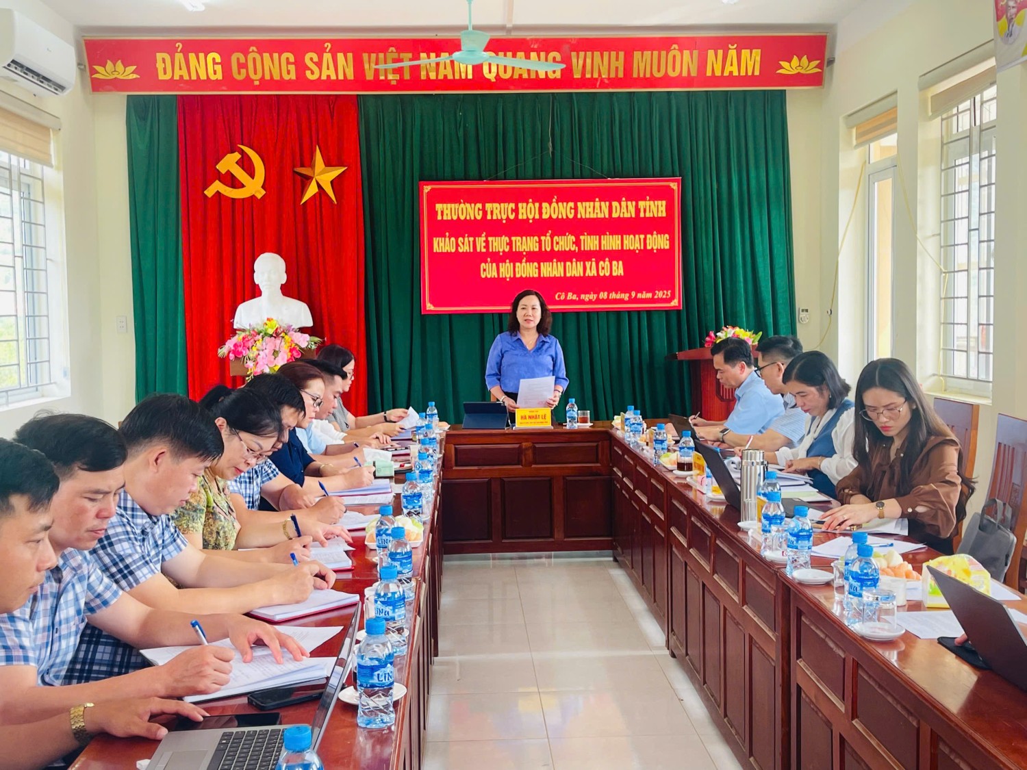 Phó Chủ tịch HĐND tỉnh Hà Nhật Lệ phát biểu tại buổi khảo sát