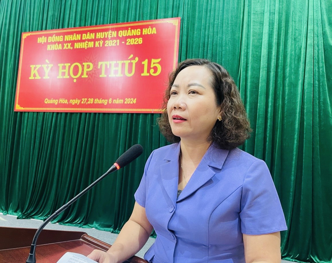 Phó Chủ tịch HĐND tỉnh Hà Nhật Lệ phát biểu tại kỳ họp